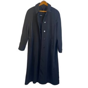 Fleet Street Basic Black Trench Coat Classic‎ Timeless Staple Nylon Lined 14P